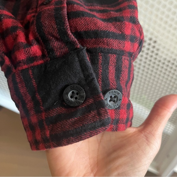Denim & Flower Ricky Singh Plaid Flannel Button Down Collared Shirt XL Red Black - Picture 11 of 12